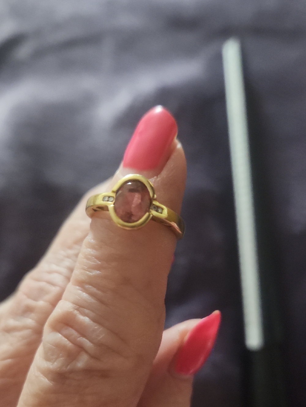 14kt Gold Pink Tormaline With Diamond Accents